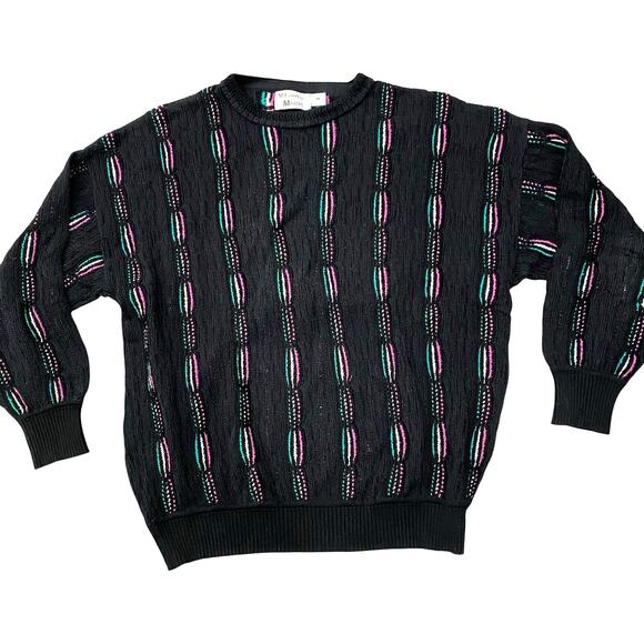 Vintage St. Croix black pullover sweater chunky 80s knit size M 100% cotton - Picture 1 of 8